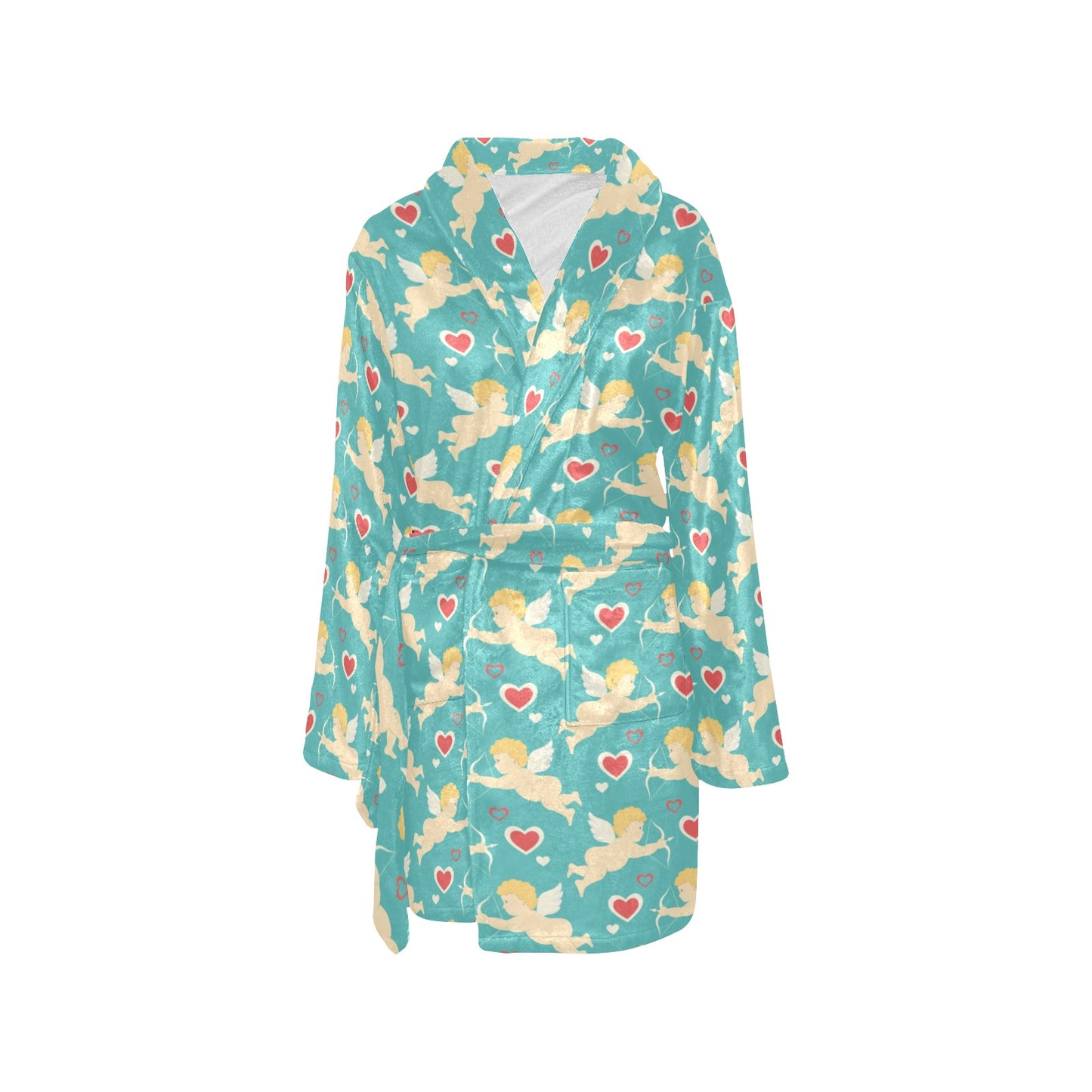 Cupid Pattern Print Design 01 Women's Fleece Robe