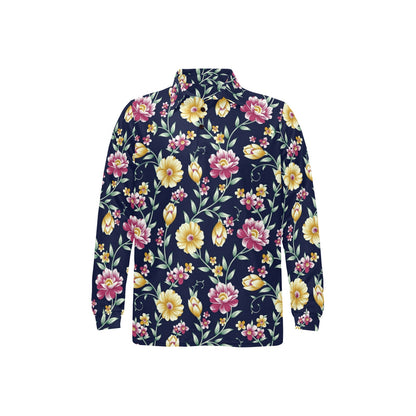 Gerberas Pattern Print Design GB03 Long Sleeve Polo Shirt For Men's