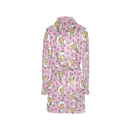 Sheep Cute Pattern Print Design 01 Women's Fleece Robe