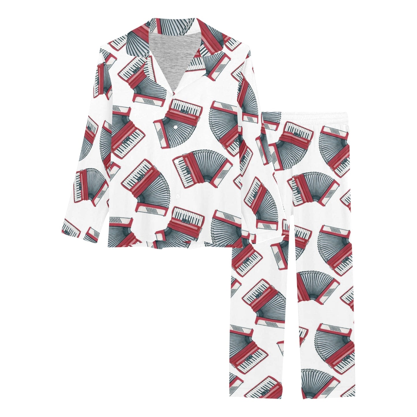Accordion Pattern Print Design 03 Women's Long Pajama Set