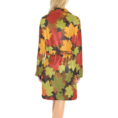 Maple Leaf Pattern Print Design 05 Women's Fleece Robe
