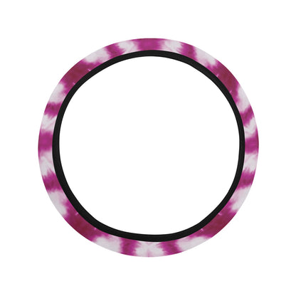 Tie Dye Dark Pink Print Design LKS303 Steering Wheel Cover with Elastic Edge