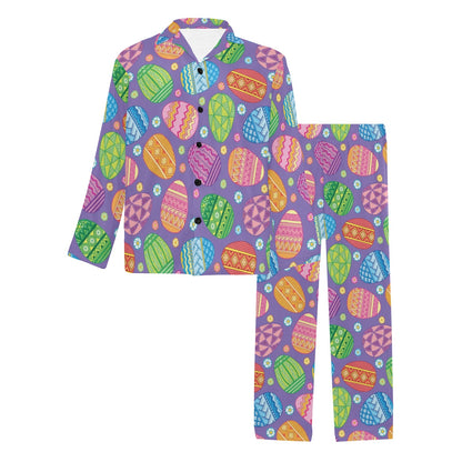 Easter Eggs Pattern Print Design RB010 Men's Long Pajama Set