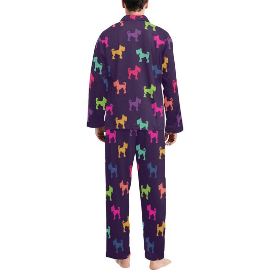 Schnauzers Pattern Print Design A05 Men's Long Pajama Set
