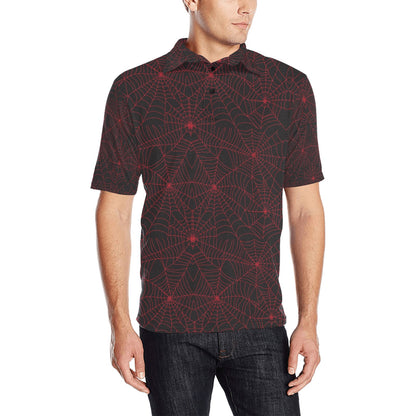 Spider Web Red Print Design LKS302 Men Polo Shirt