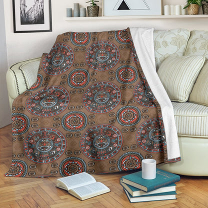 Calendar Aztec Design Print Pattern Fleece Blanket
