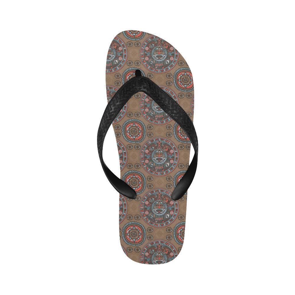 Calendar Aztec Design Print Pattern Flip Flops-JTAMIGO.COM