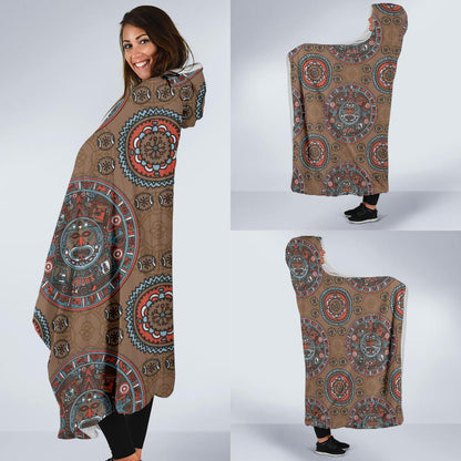 Calendar Aztec Design Print Pattern Hooded Blanket-JTAMIGO.COM