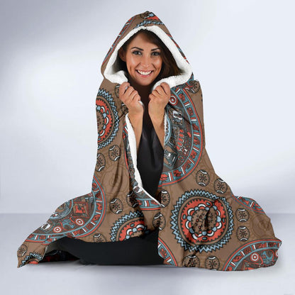 Calendar Aztec Design Print Pattern Hooded Blanket-JTAMIGO.COM