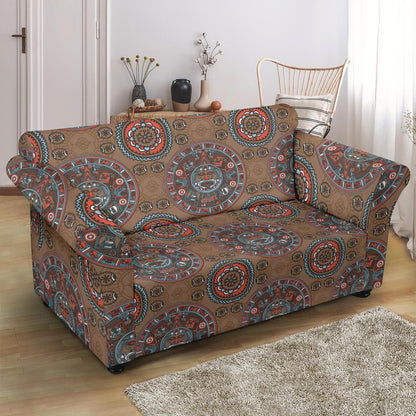 Calendar Aztec Design Print Pattern Loveseat Slipcover-JTAMIGO.COM