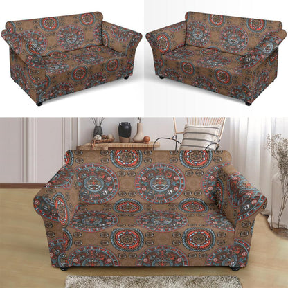 Calendar Aztec Design Print Pattern Loveseat Slipcover-JTAMIGO.COM