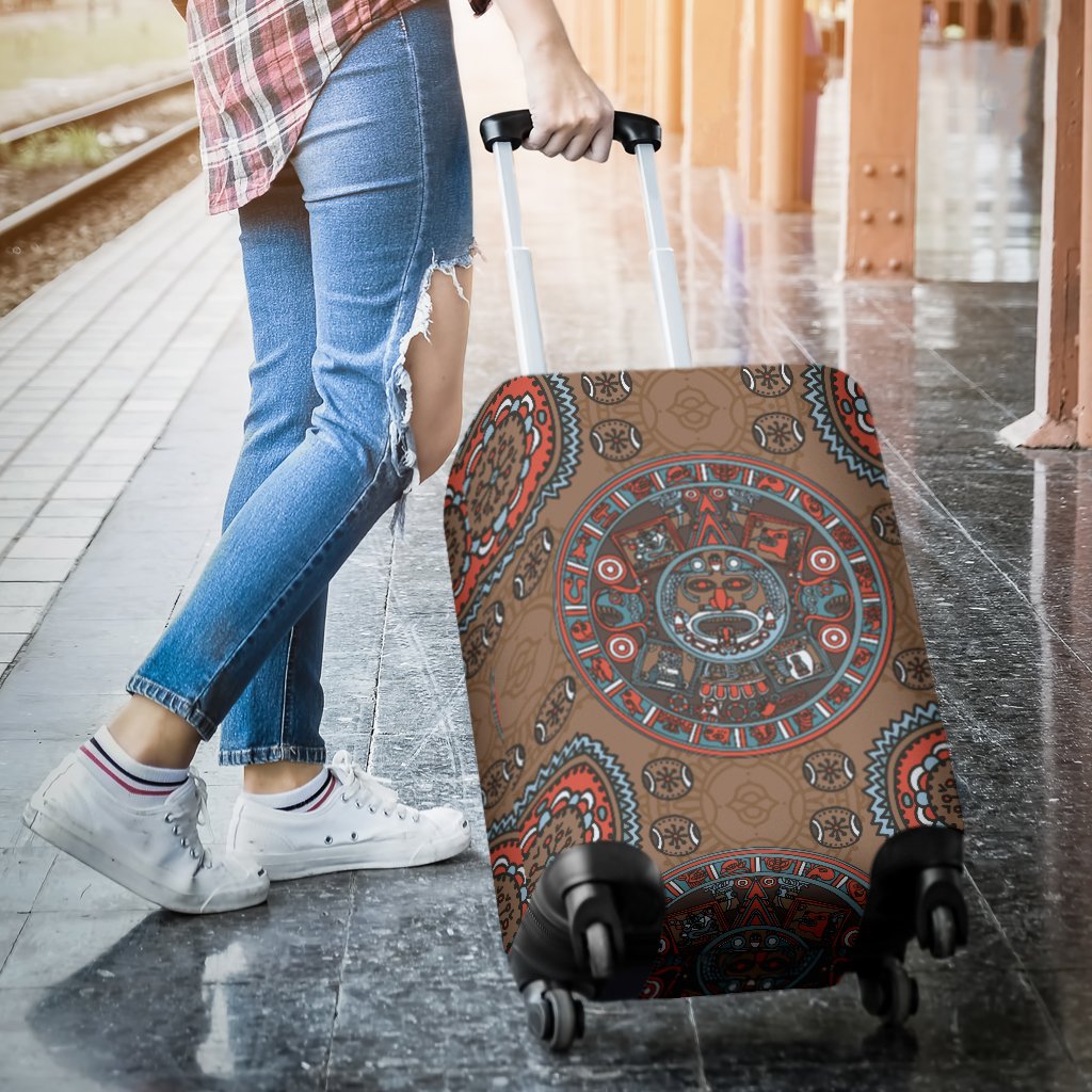 Calendar Aztec Design Print Pattern Luggage Cover Protector