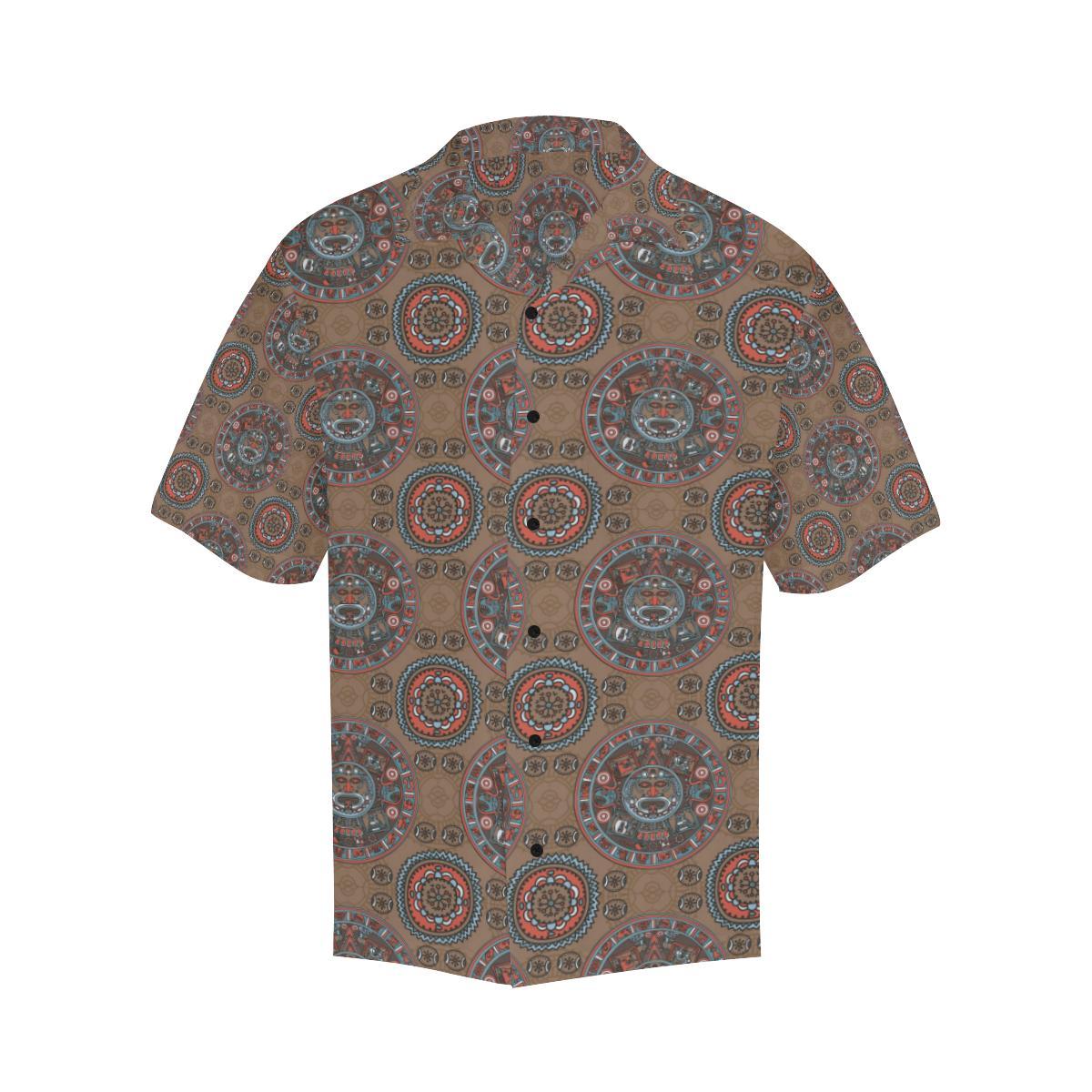 Calendar Aztec Design Print Pattern Men Aloha Hawaiian Shirt