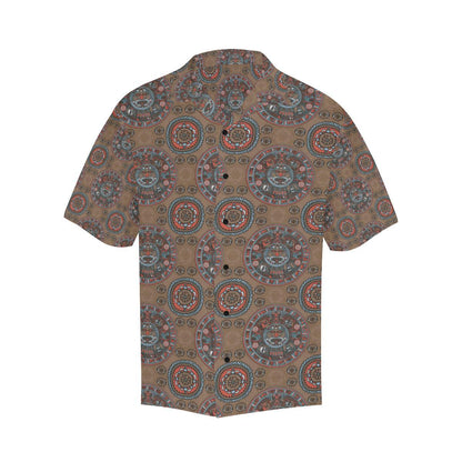 Calendar Aztec Design Print Pattern Men Aloha Hawaiian Shirt