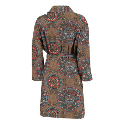 Calendar Aztec Design Print Pattern Men Bath Robe-JTAMIGO.COM