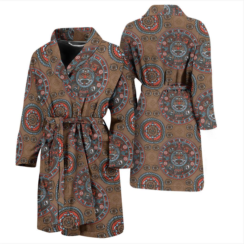 Calendar Aztec Design Print Pattern Men Bath Robe-JTAMIGO.COM