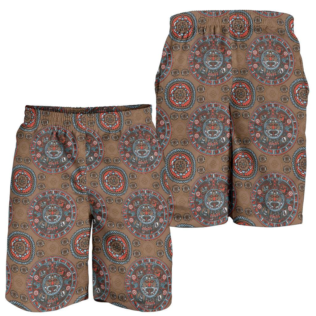 Calendar Aztec Design Print Pattern Mens Shorts-JTAMIGO.COM
