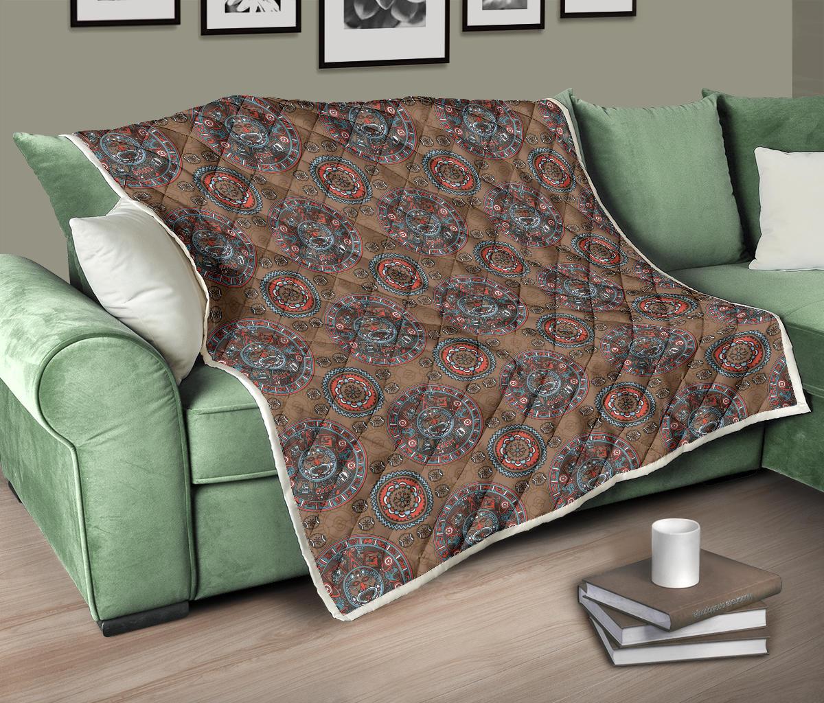 Calendar Aztec Design Print Pattern Premium Quilt-JTAMIGO.COM