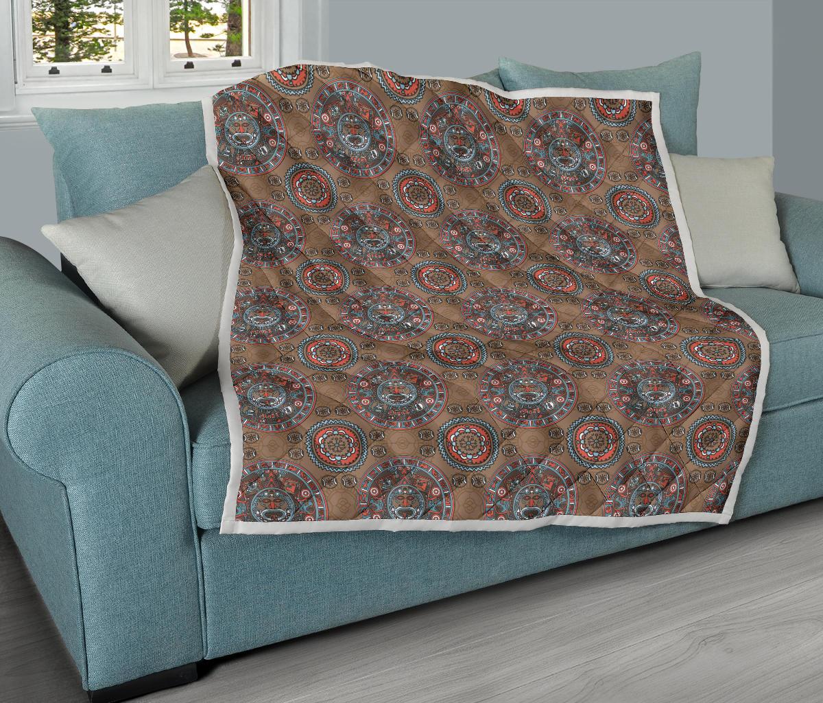 Calendar Aztec Design Print Pattern Premium Quilt-JTAMIGO.COM