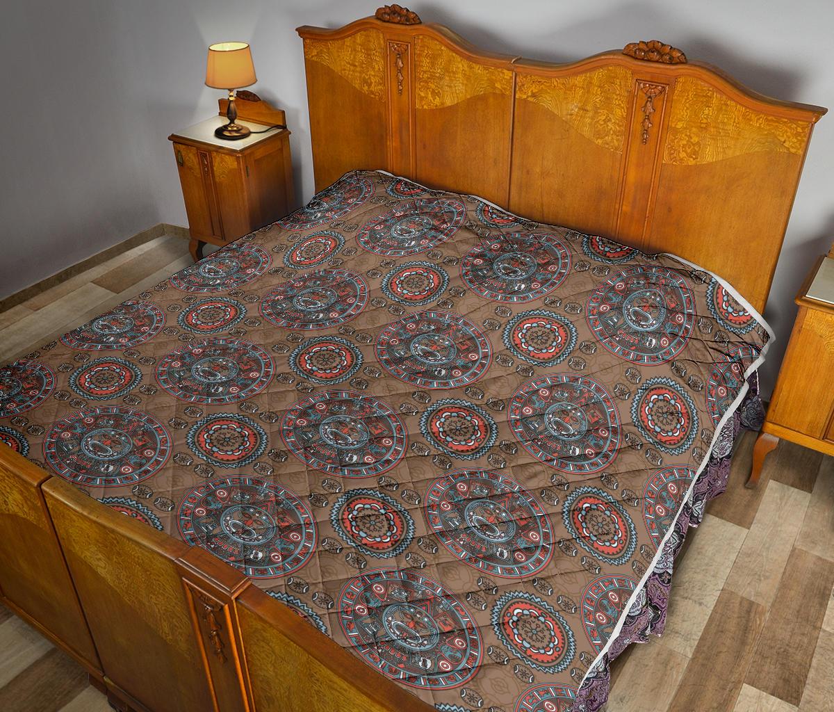 Calendar Aztec Design Print Pattern Premium Quilt-JTAMIGO.COM