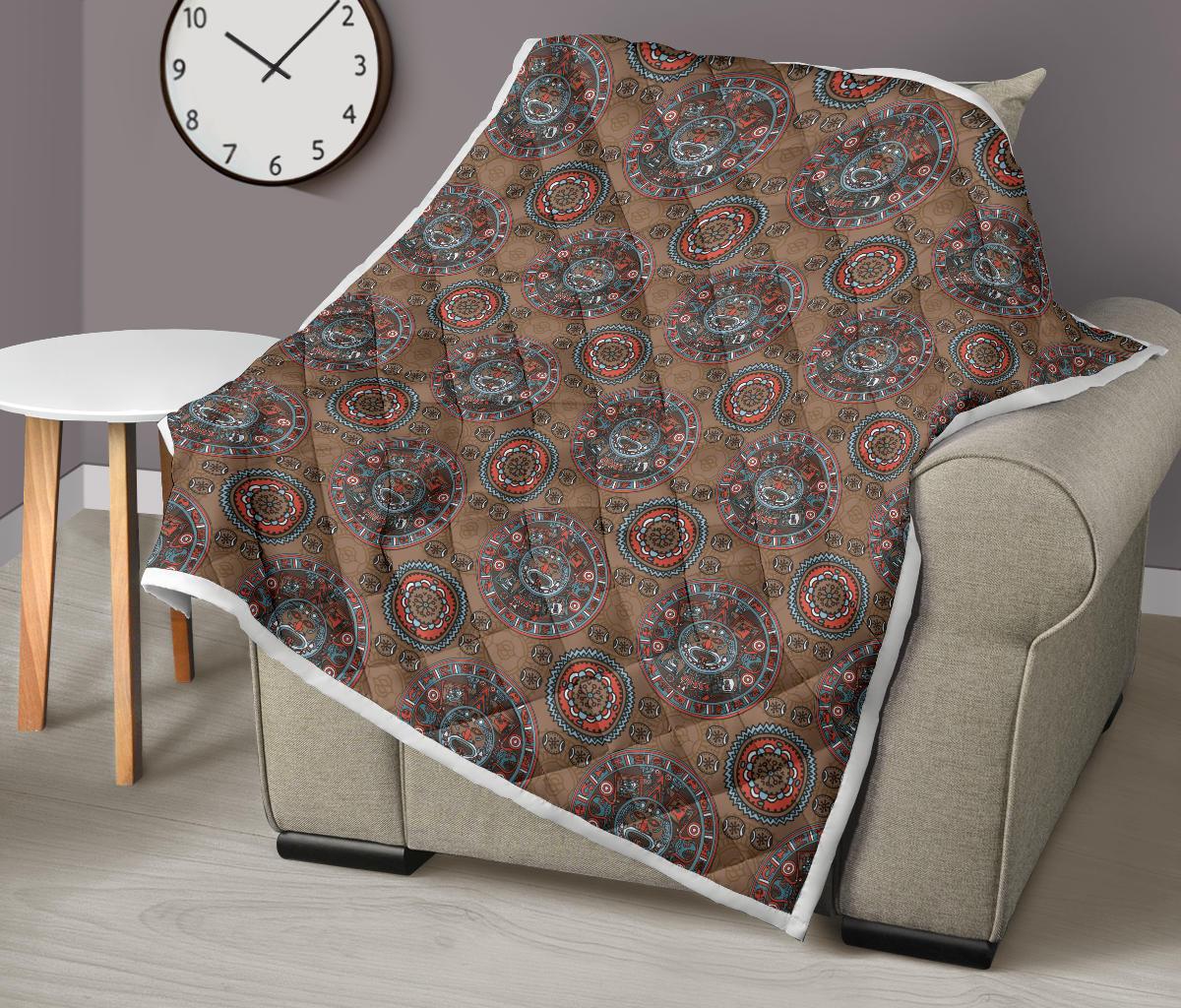 Calendar Aztec Design Print Pattern Premium Quilt-JTAMIGO.COM