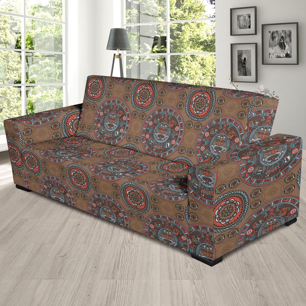Calendar Aztec Design Print Pattern Sofa Slipcover-JTAMIGO.COM