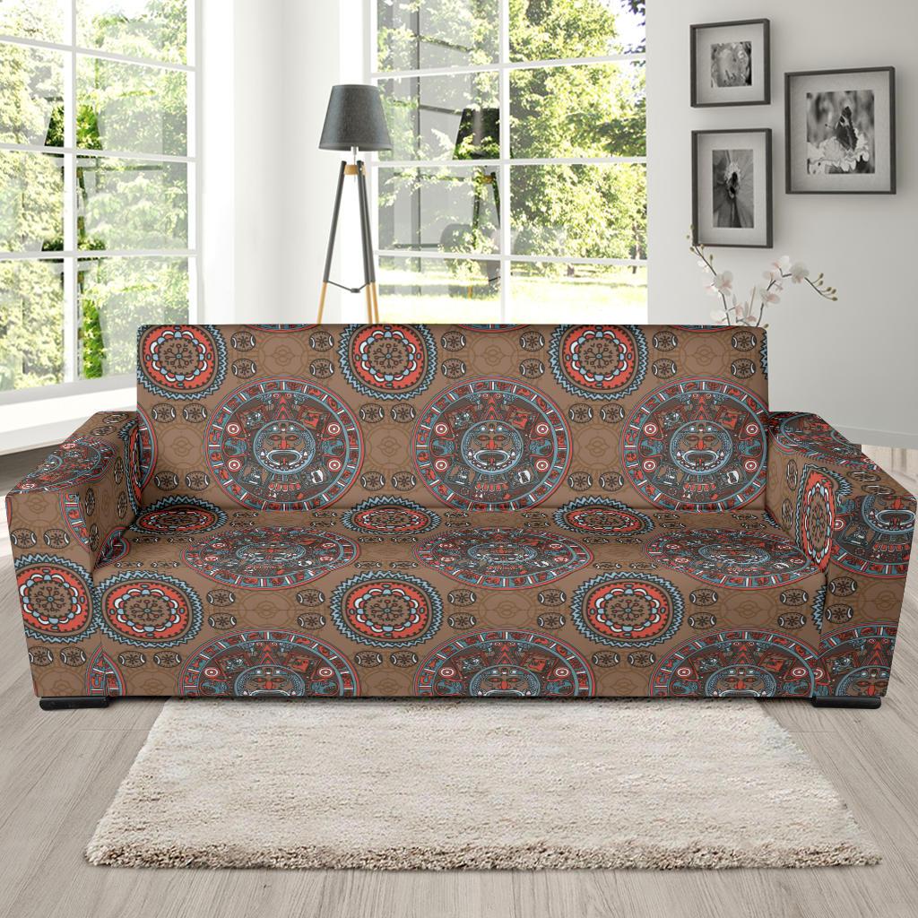 Calendar Aztec Design Print Pattern Sofa Slipcover-JTAMIGO.COM