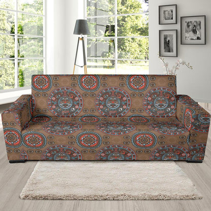 Calendar Aztec Design Print Pattern Sofa Slipcover-JTAMIGO.COM