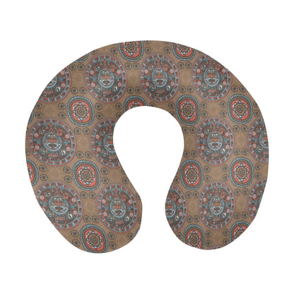 Calendar Aztec Design Print Pattern U-Shaped Travel Neck Pillow-JTAMIGO.COM