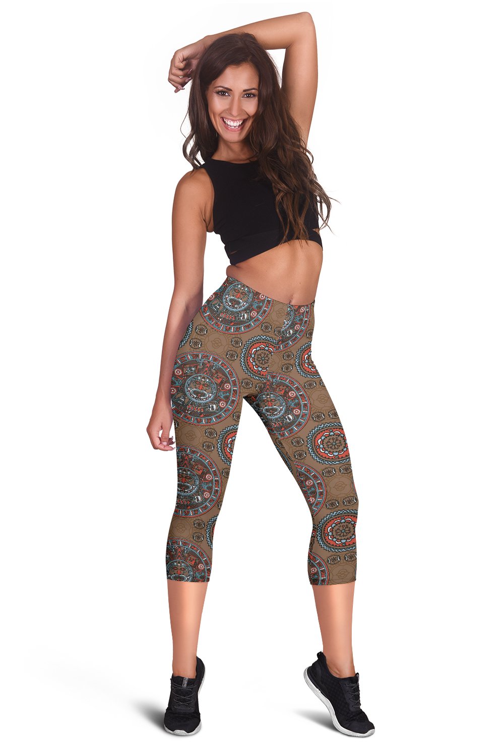 Calendar Aztec Design Print Pattern Women Capris