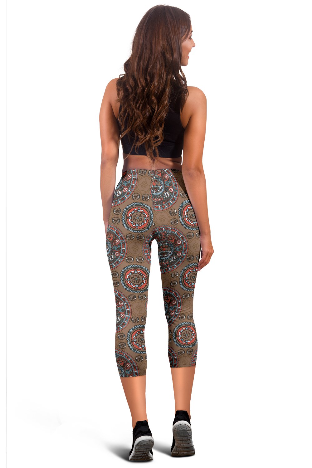 Calendar Aztec Design Print Pattern Women Capris