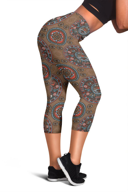 Calendar Aztec Design Print Pattern Women Capris