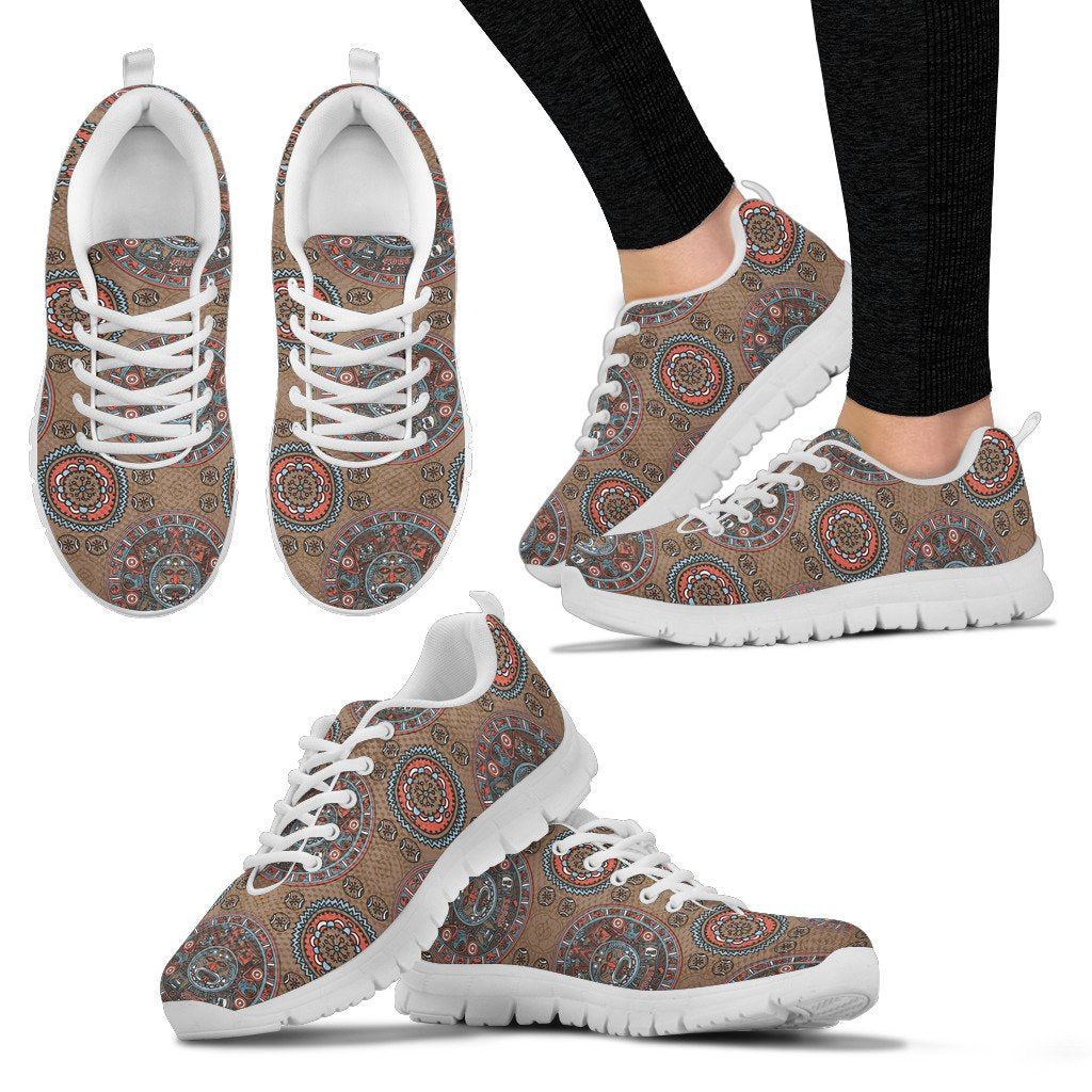 Calendar Aztec Design Print Pattern Women Sneakers Shoes