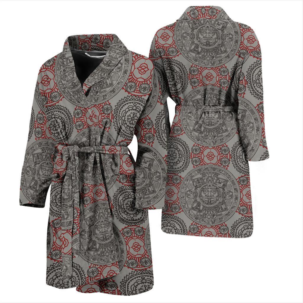 Calendar Aztec Pattern Print Design 04 Men Bathrobe-JORJUNE.COM