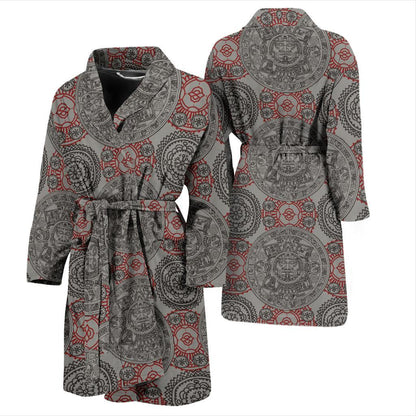 Calendar Aztec Pattern Print Design 04 Men Bathrobe-JORJUNE.COM