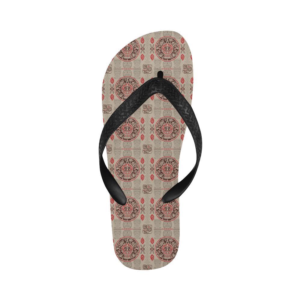 Calendar Aztec Print Pattern Flip Flops-JTAMIGO.COM