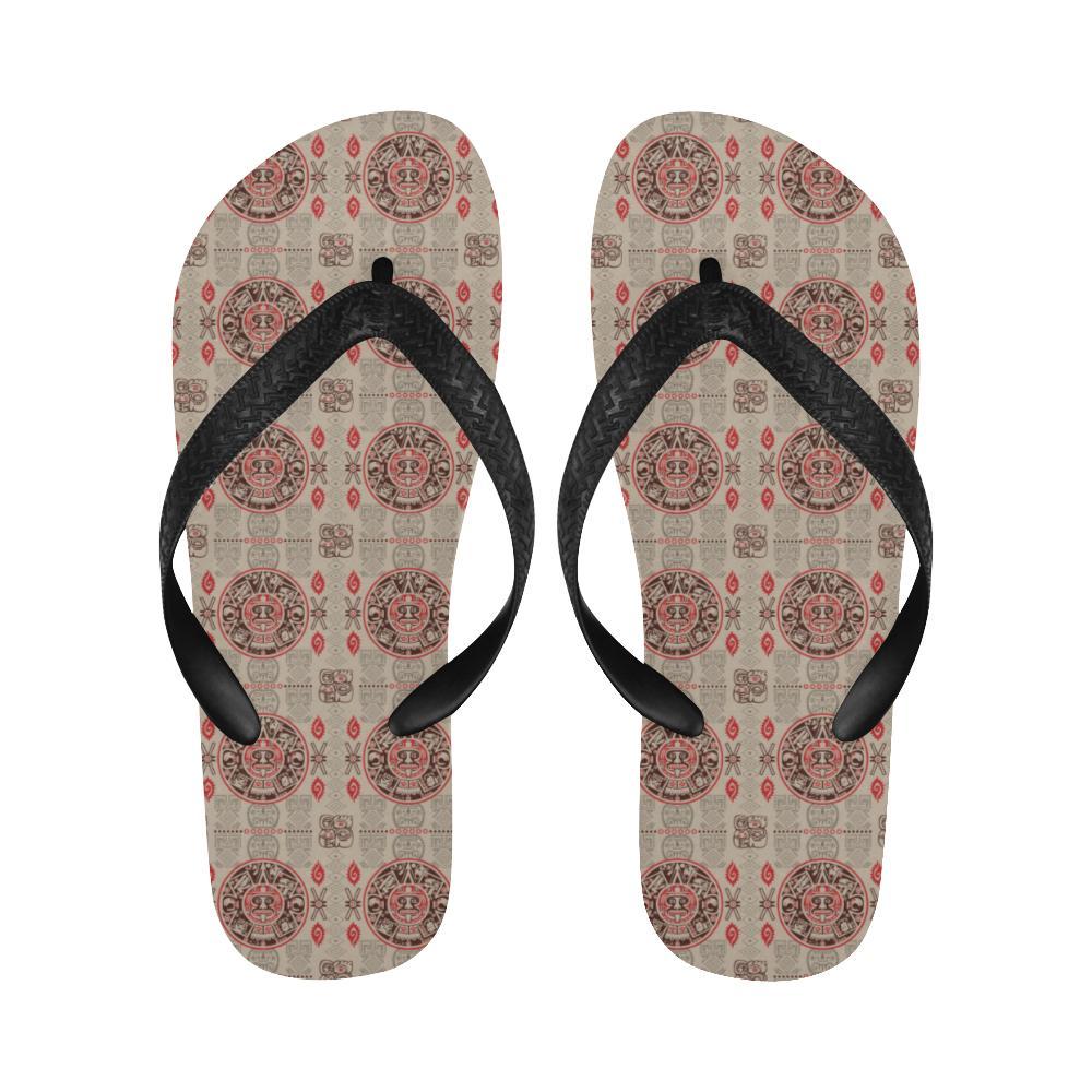 Calendar Aztec Print Pattern Flip Flops-JTAMIGO.COM