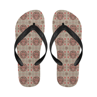 Calendar Aztec Print Pattern Flip Flops-JTAMIGO.COM