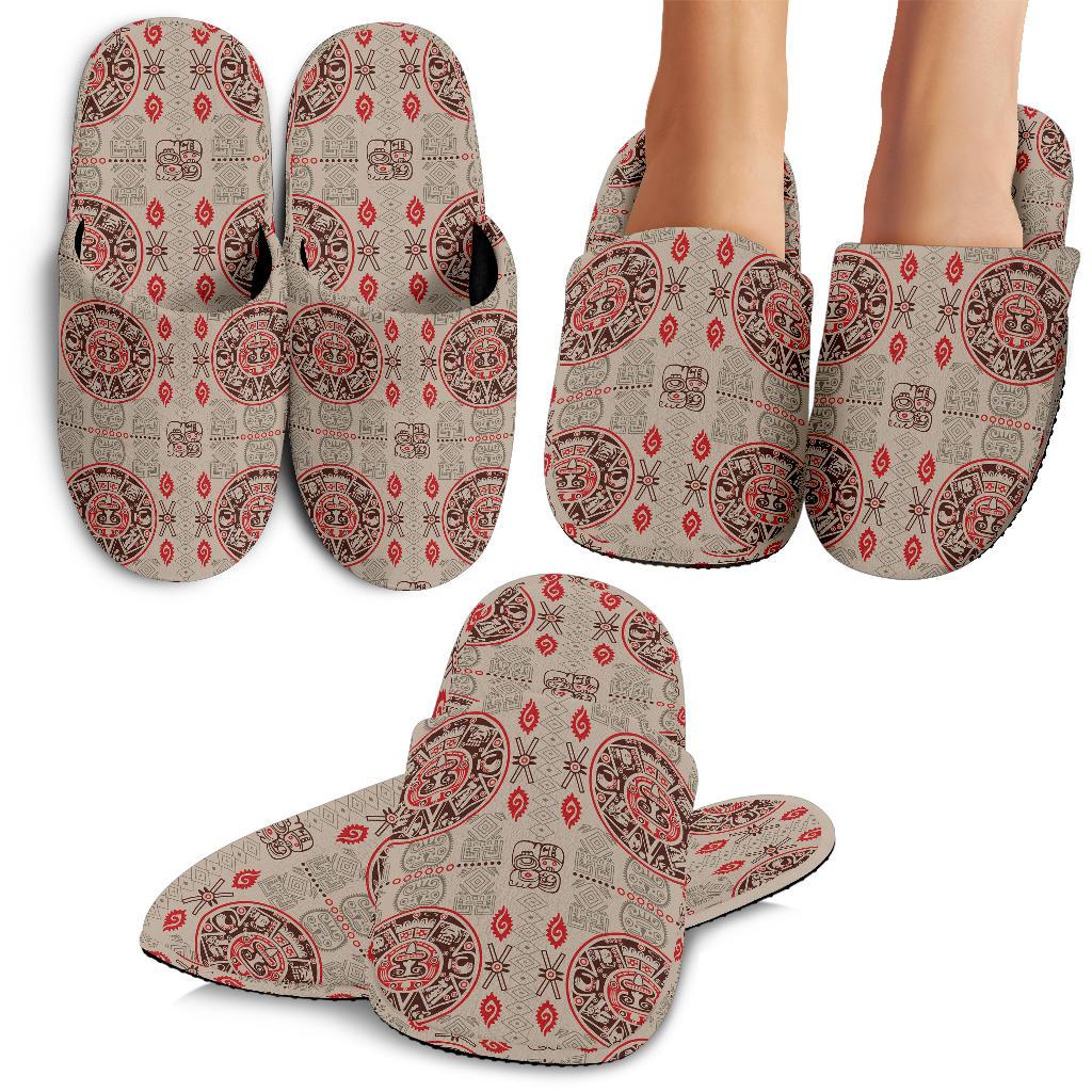 Calendar Aztec Print Pattern House Slippers