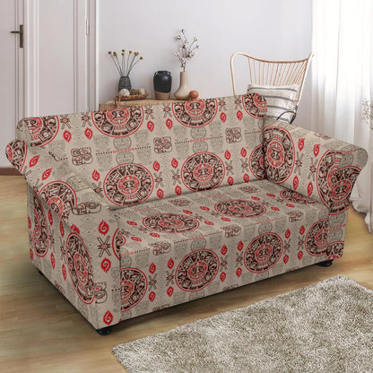 Calendar Aztec Print Pattern Loveseat Slipcover-JTAMIGO.COM
