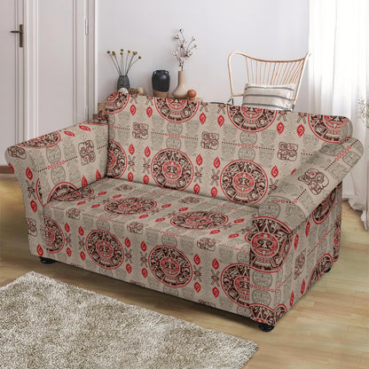 Calendar Aztec Print Pattern Loveseat Slipcover-JTAMIGO.COM