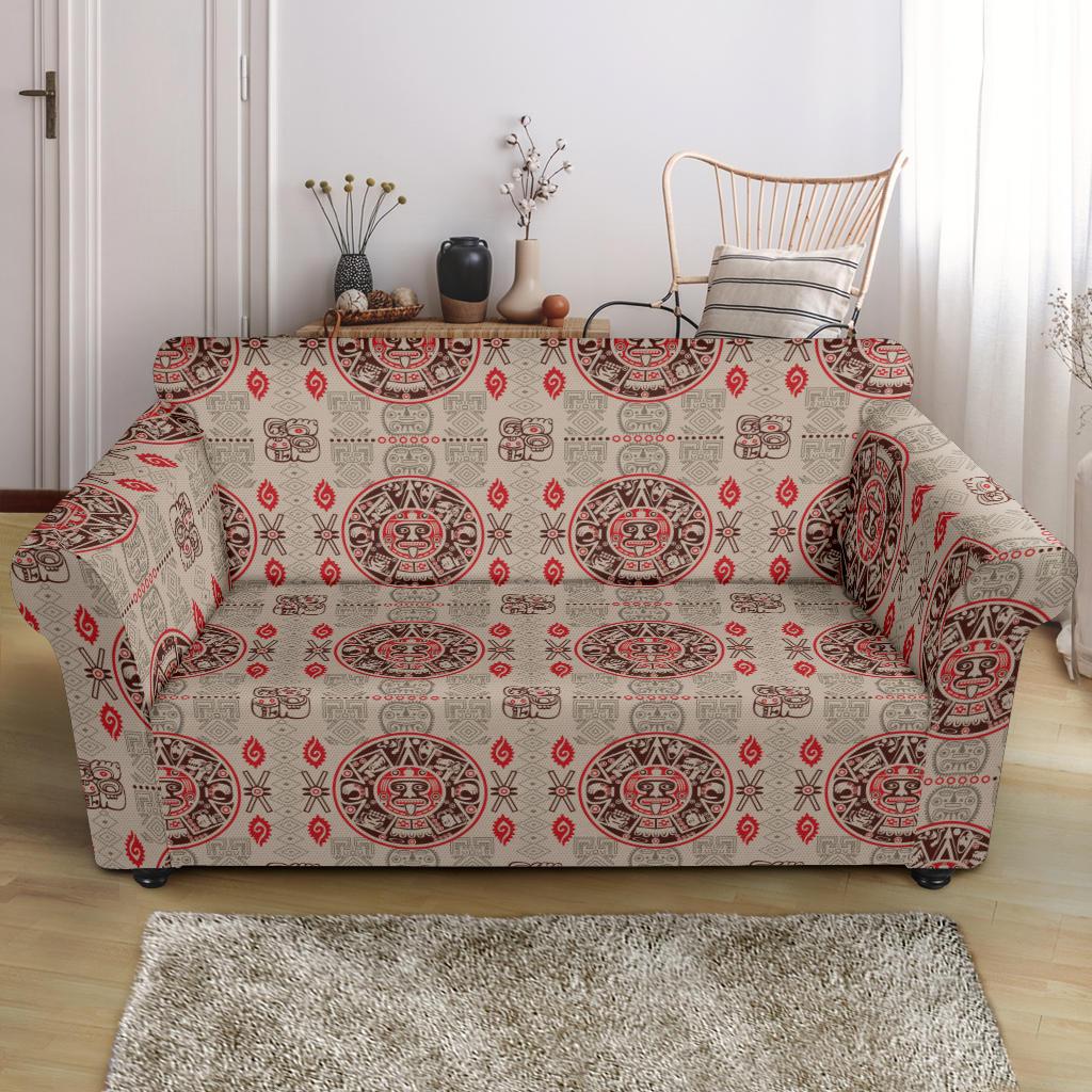 Calendar Aztec Print Pattern Loveseat Slipcover-JTAMIGO.COM