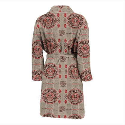 Calendar Aztec Print Pattern Men Bath Robe-JTAMIGO.COM