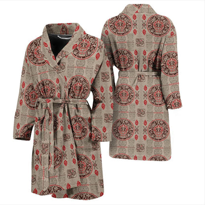 Calendar Aztec Print Pattern Men Bath Robe-JTAMIGO.COM