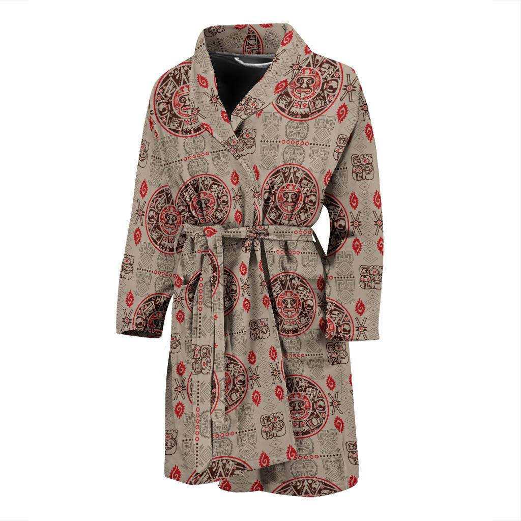 Calendar Aztec Print Pattern Men Bath Robe-JTAMIGO.COM
