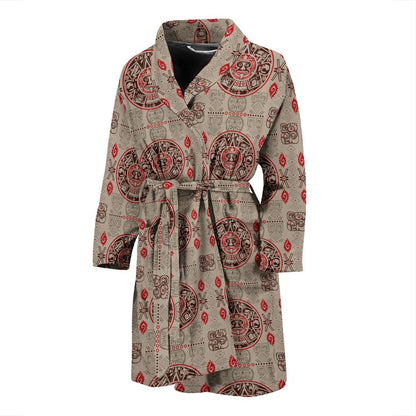 Calendar Aztec Print Pattern Men Bath Robe-JTAMIGO.COM