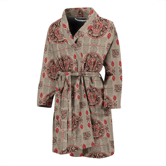 Calendar Aztec Print Pattern Men Bath Robe-JTAMIGO.COM