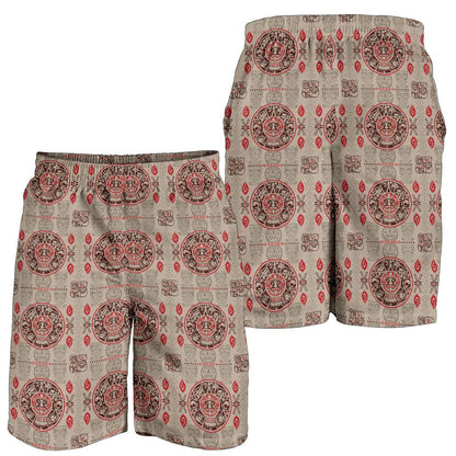 Calendar Aztec Print Pattern Mens Shorts-JTAMIGO.COM