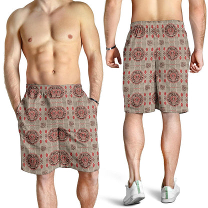 Calendar Aztec Print Pattern Mens Shorts-JTAMIGO.COM