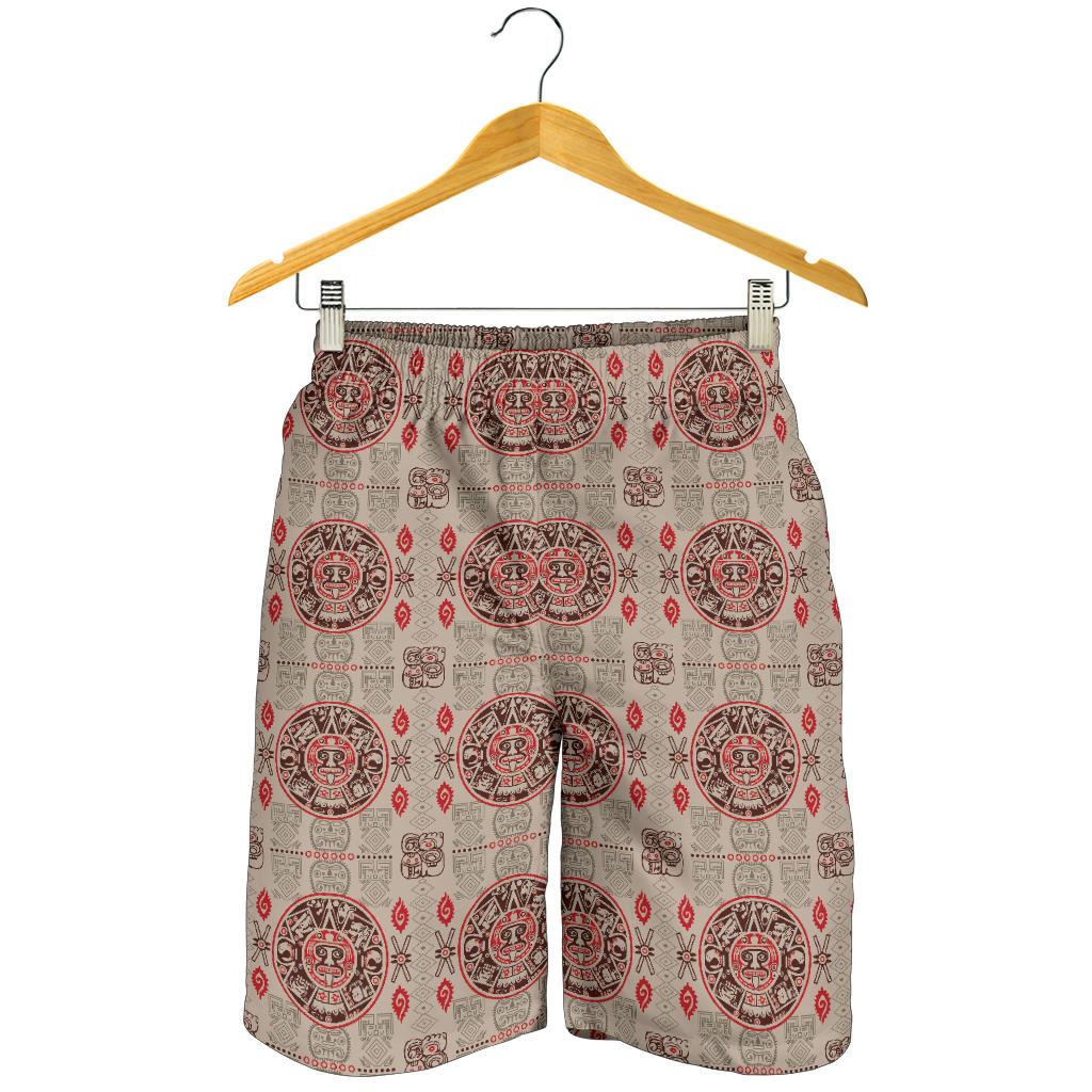 Calendar Aztec Print Pattern Mens Shorts-JTAMIGO.COM